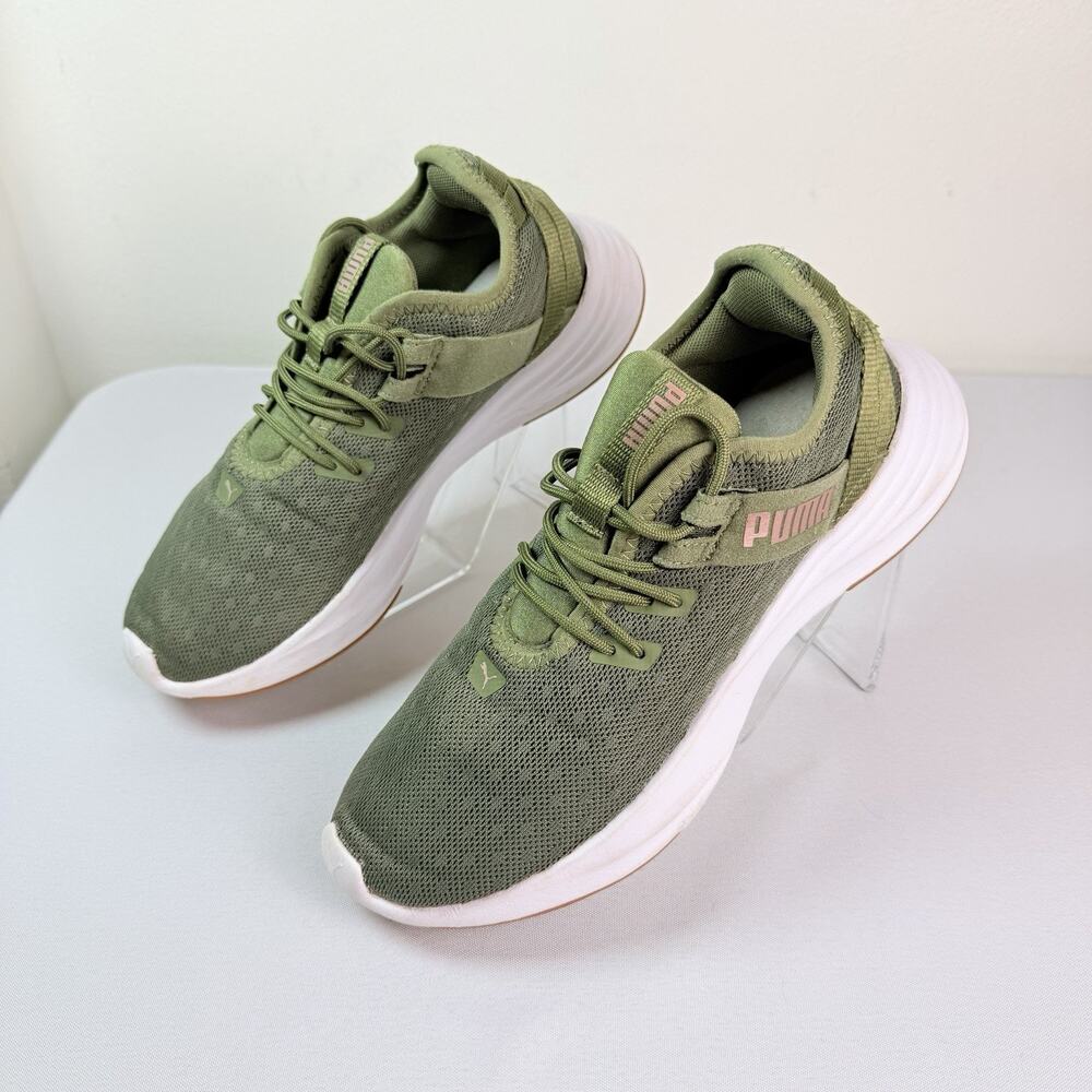PUMA Women's Softride Sophia Running Shoes Olive Green/Rose Gold Size 6.5